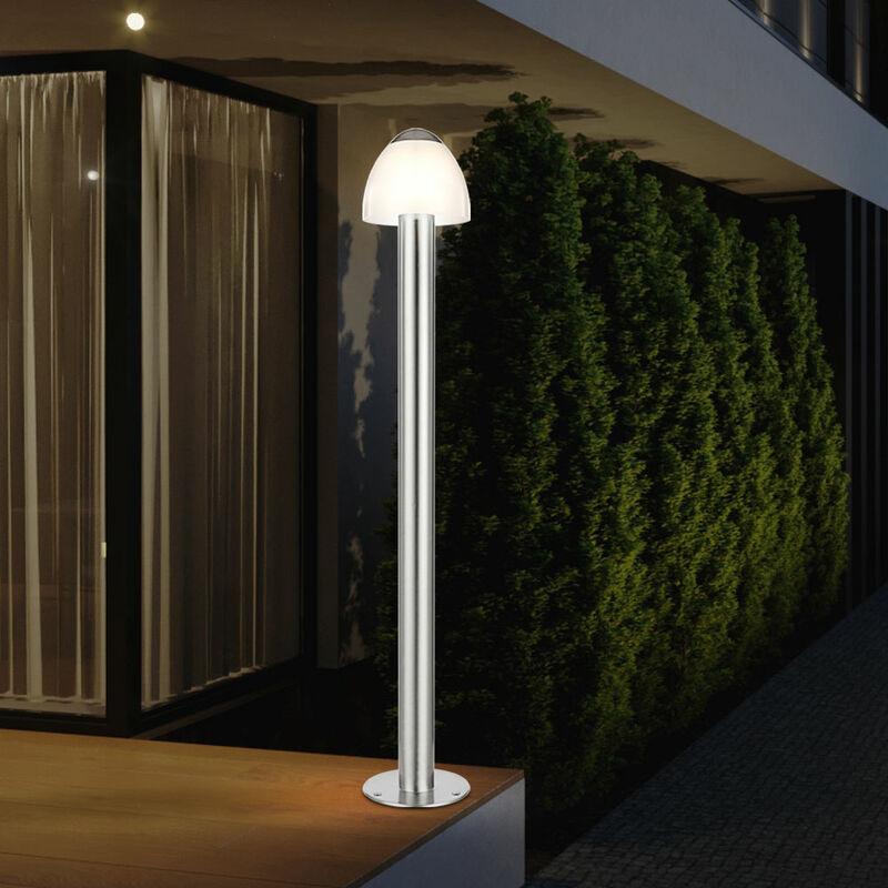 Wegelampe 720lm 11W cm, Globo DxH Edelstahl 34255 15x92 silber warmweiß, Außenstehleuchte opal, Kunststoff Gartenlampe, Stehlampe