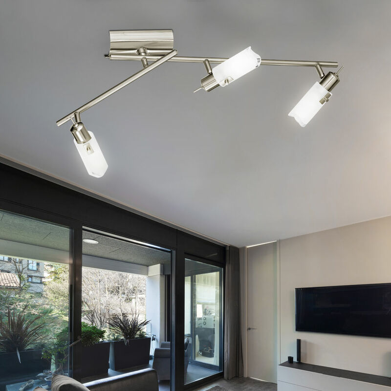 Decken Spot Leiste Wohn Zimmer Glas Strahler Lampe verstellbar im Set inkl.  LED Leuchtmittel