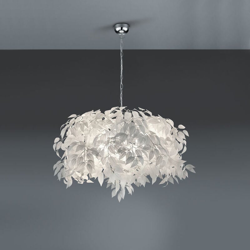 Lampe Wohn weiß Decken Blätter im Leuchtmittel Leuchte Ess Zimmer Hänge Set inkl. LED Pendel