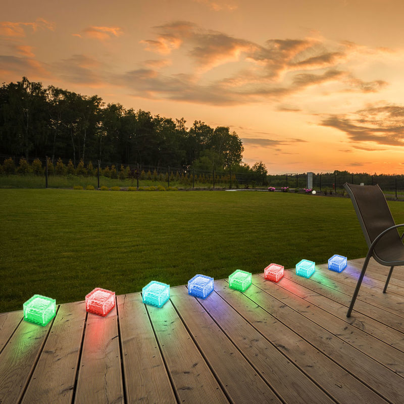 4er Set Deko Solar Leuchten RGB LED Eis Würfel Farbwechsel Außen Deko Lampen 