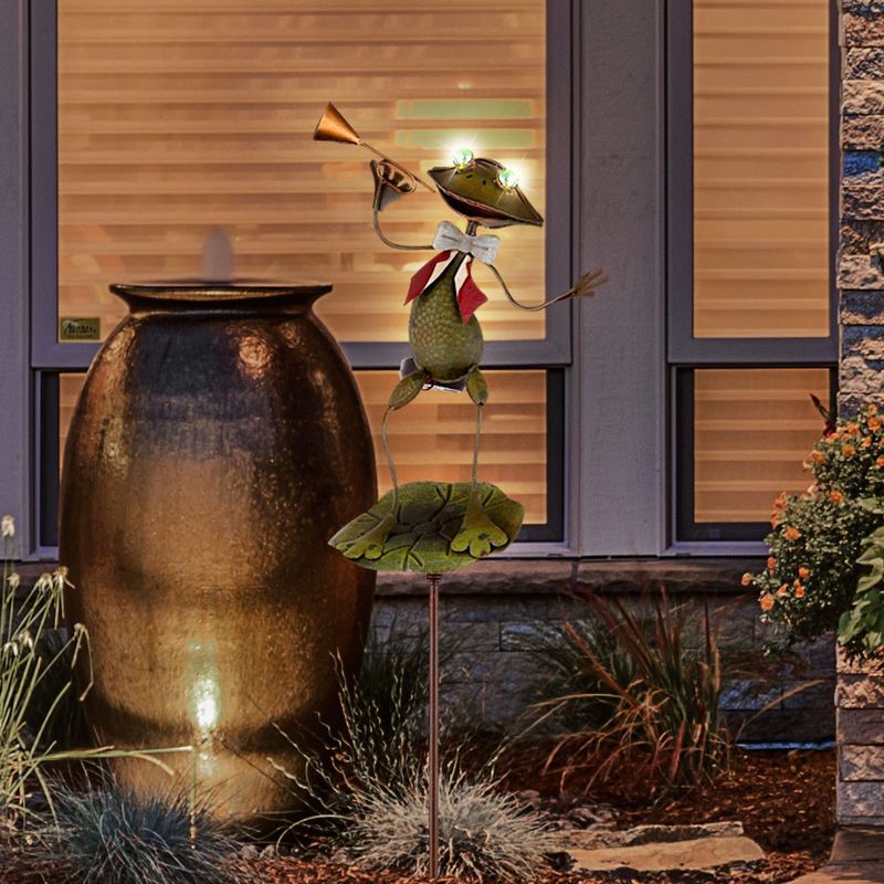 LED Außen Solar Steh Stand Lampe Tier Frosch Figur Grundstück Dekoration grau 