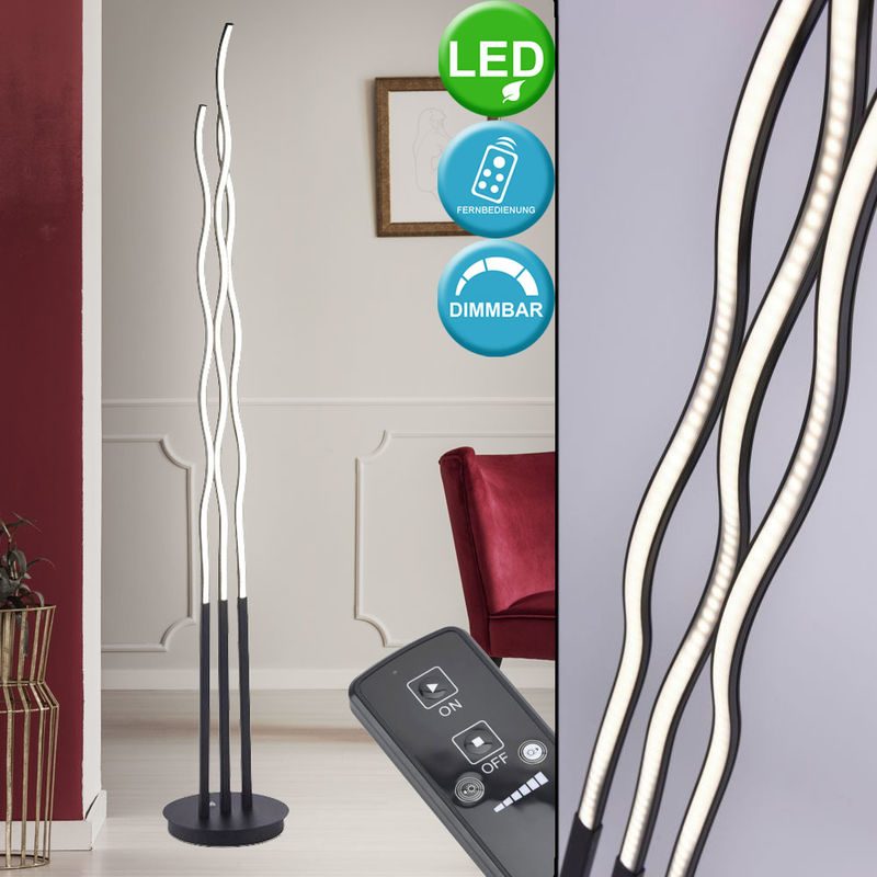 LED Steh Leuchte geschwungen Wohn Zimmer Wellen Design Stand Lampe schwarz Leuchten  Direkt 15127-18
