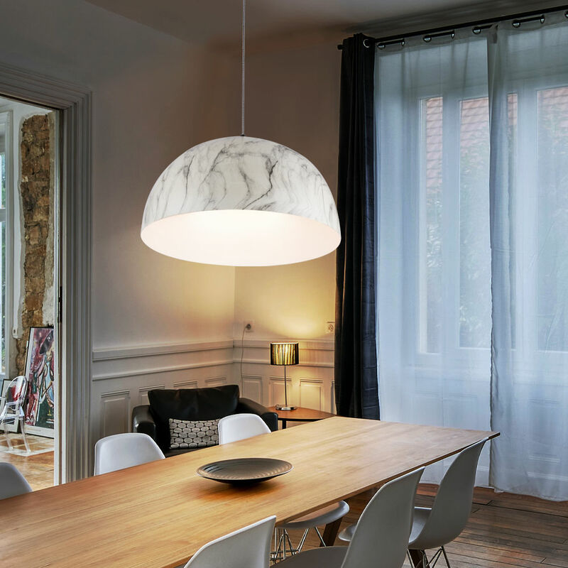 Luxus Pendel Hänge Lampe Schlaf Gäste Zimmer Marmor-Optik Decken Leuchte weiß 