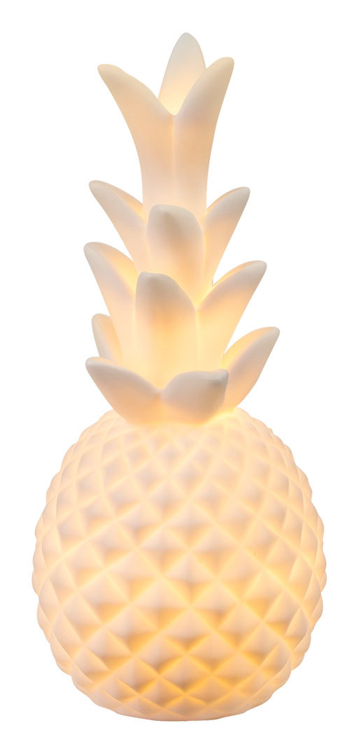 Tisch Lampe Schlaf Zimmer Ananas Form Porzellan Beistell Lese Leuchte matt weiß 
