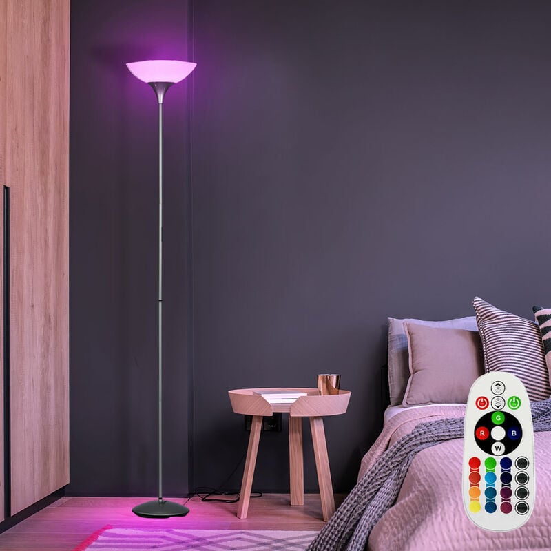 Zimmer Stand inkl. Titan-Farbig Licht Büro Steh Wohn Beleuchtung Lampe RGB Decken-Fluter Farbwechsler Schlaf Fernbedienung LED Leuchte