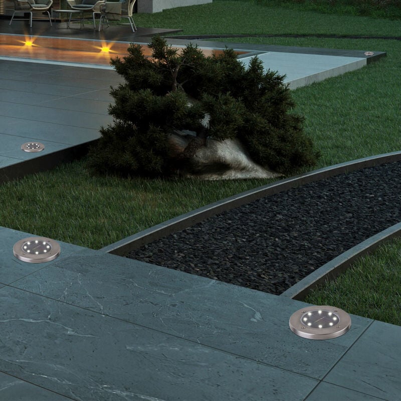 4x Solarbetriebene Edelstahl LED Diamant Stehleuchten Garten Terrasse Außen DHL 