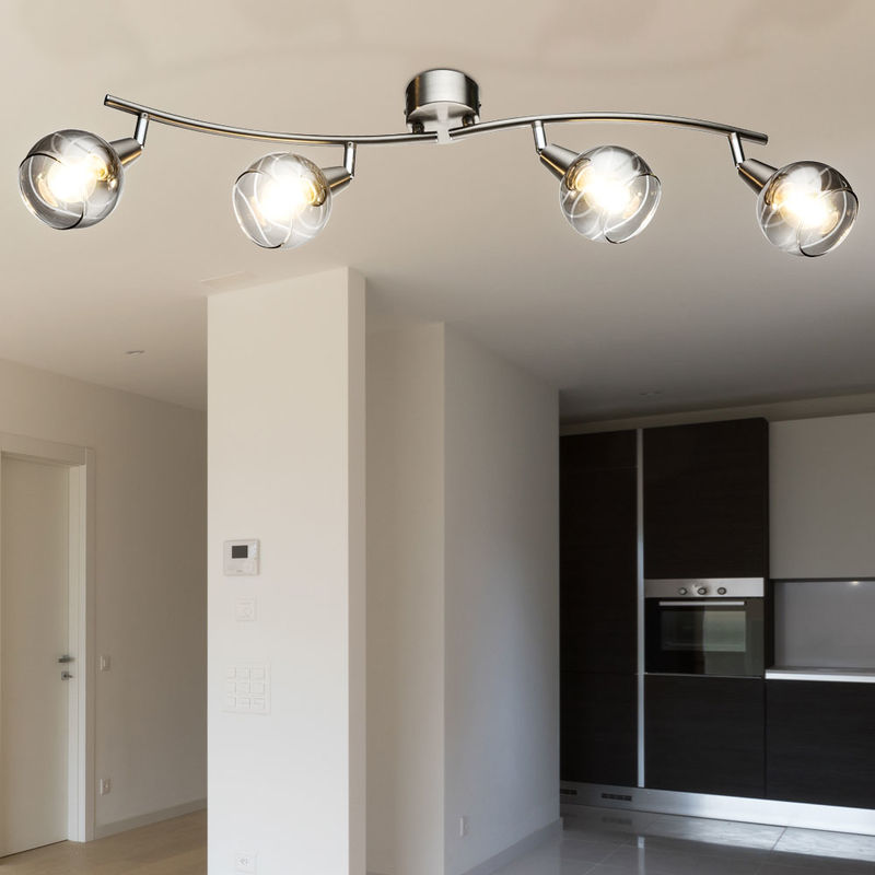 Zimmer Lampe Design schwenkbar Strahler Spot Glas Leiste rauch LED Decken Ess Wohn