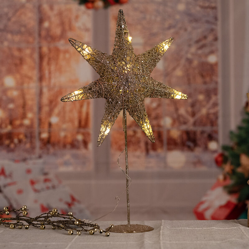 Led Weihnachts Tisch Steh Leuchte Advents Stern Lampe Silber Gold Deko Beleuchtung Harms 920116
