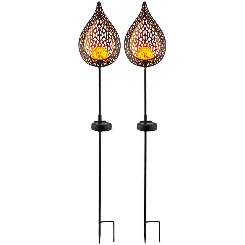 2er Set LED Solar Gartenleuchten Antik Schwarz – Erdspieß-Lampen Für Wege & Beete, IP44