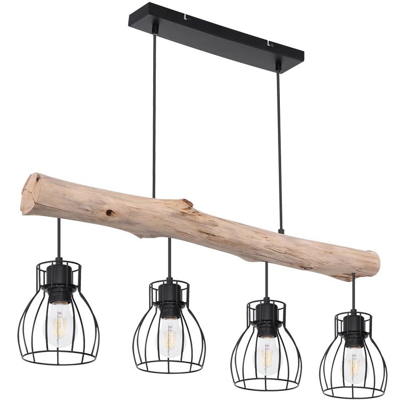 Retro Pendel Strahler Decken Lampe verstellbar Holz Leiter Küchen Hänge Leuchte 