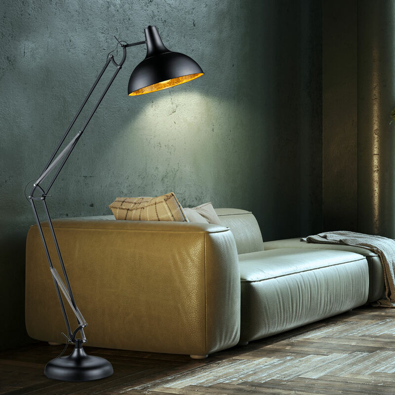 LED Deckenfluter schwarz gold Schlafzimmer Schalter Stehlampe höhenverstellbar 