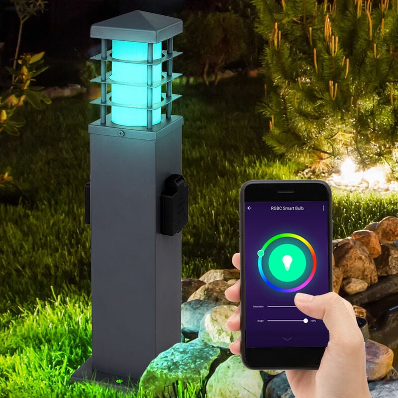 Smart LED Wege Lampe Steckdosen Garten Leuchte Sprachsteuerung App im Set  inkl. RGB LED Leuchtmittel