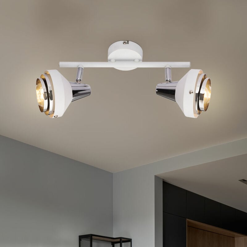 Lampe Design Spot verstellbar Wohn weiß Zimmer Chrom Set Strahler Decken Leuchte LED im Leuchtmittel inkl.