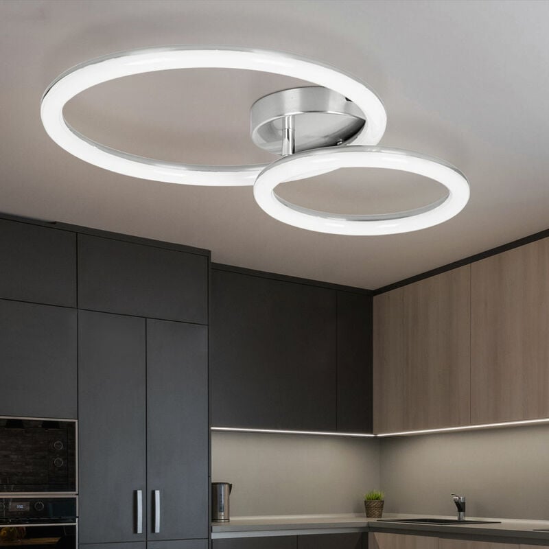 LED Design Decken Strahler Ringe Lampe Wohn Ess Zimmer Beleuchtung Flur  Leuchte nickel matt