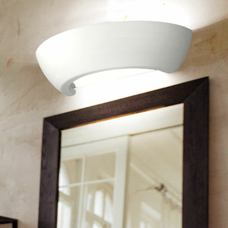 Wandleuchte Innen Wandlampe weiß Keramik Lampe indirektes Licht, UP DOWN  zum individuell gestalten, 1x E27, LxBxH 34x16x8 cm
