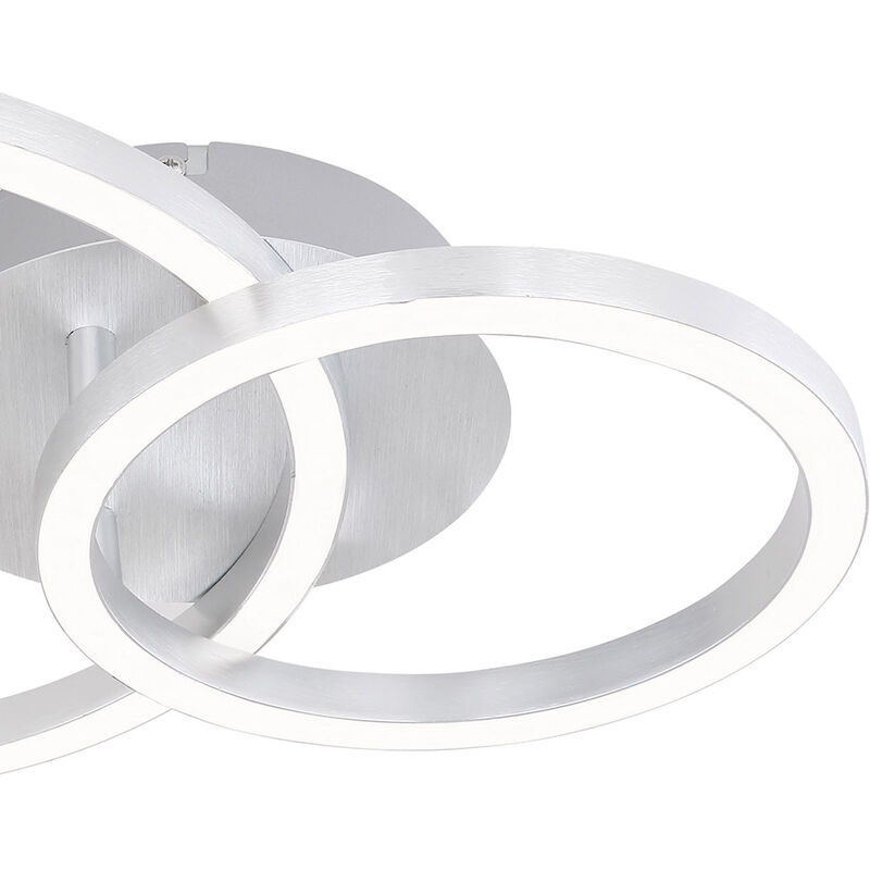 Design Deckenleuchte Deckenlampe Wohnzimmerlampe, 3 Ringe, Aluminium Acryl,  1250 Lumen 24 Watt LED 3000 Kelvin, LxBxH 55 x 30 x 7 cm