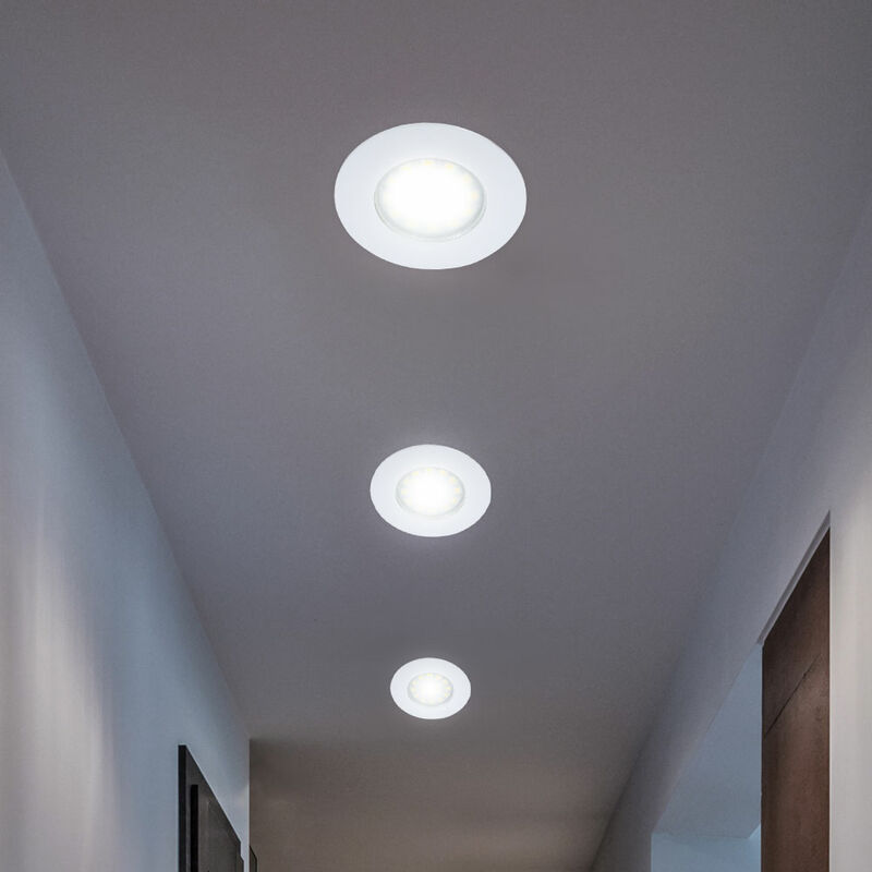 Einbauleuchte Lampe Deckenspots Deckenstrahler Aufbauleuchte Wohnzimmer,  rund weiß, 1x LED 3,6W 230Lm 3300K, DxH 7x1,2, Globo 12314-3, 3er