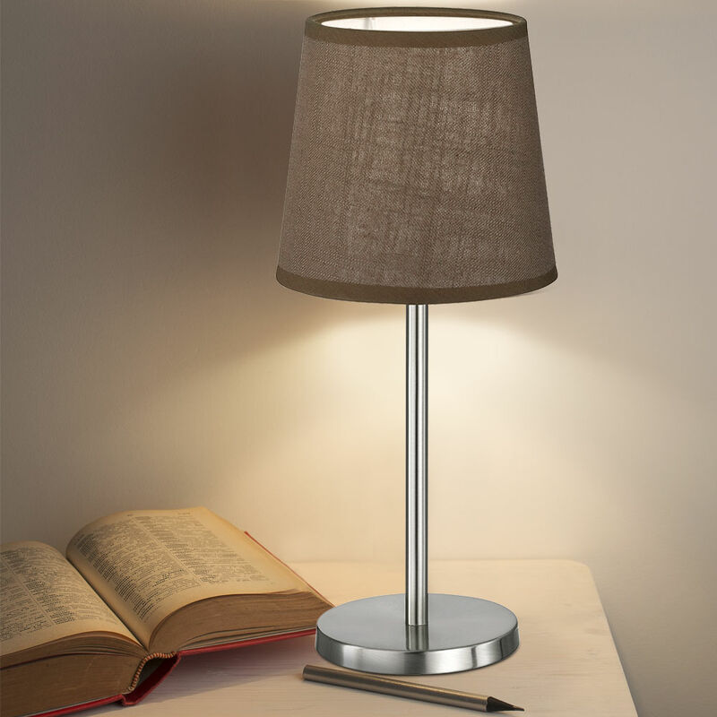 Tischleuchte Lampe Holzleuchte Beistelllampe Holz braun silber beige E14 Fassung