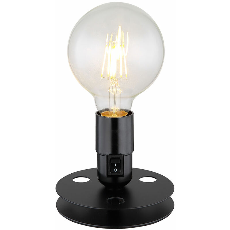 Tischlampe Vintage Nachttischlampe Industrial schwarz Tischlampenfuss ohne  Schirm, Schalter an der Fassung, Metall, 1x E27, DxH 12x9 cm