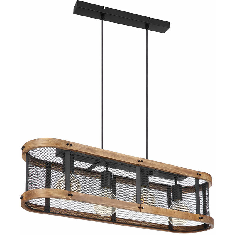 EGLO Halkin Hängeleuchte – 4-flammige Pendellampe Aus Holz & Metall Für Esszimmer & Wohnbereich