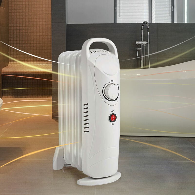 Mobiler Ölradiator Heizung Elektroheizung, Thermostat 1 Hitzestufe,  geräuscharm, tragbar mit Handgriff, 500 Watt, BxHxT 23x38,5x13,5 cm