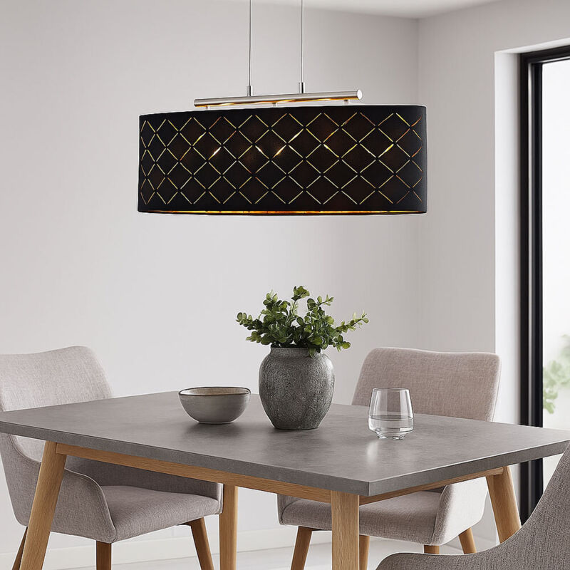 LEDKIA Deckenleuchte Rund Stoff Ø450 – Weiß, Für Wohnzimmer & Küche, Mit E27-Fassungen
