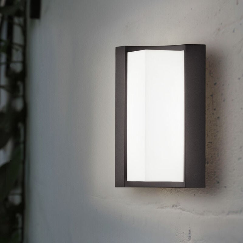 LED Wandleuchte Außen Fassadenleuchte anthrazit Außenleuchte Wand  Aluminium, IP54, 1x 7W 800lm warmweiß, BxH 14x22 cm
