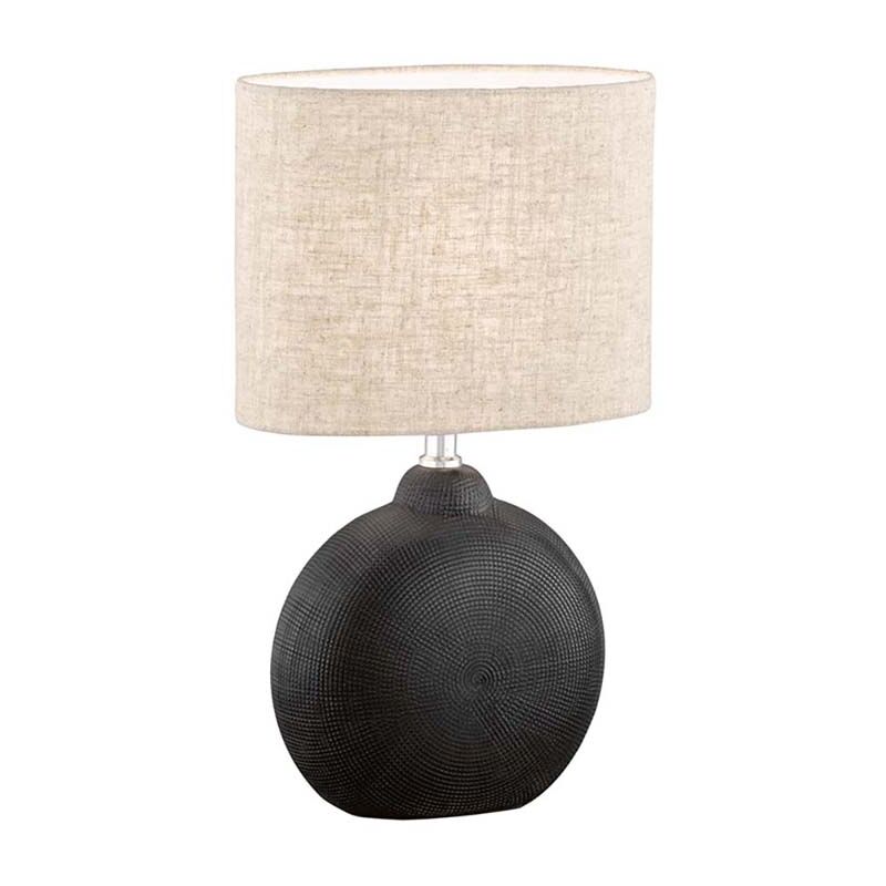 Textil Nachttischlampe sand schwarz Keramik E14 Tischleuchte Beistellleuchte