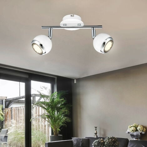 weiß, 2x 2-Flammig schwenkbar Wohnzimmer Deckenleuchte Deckenlampe LED 2,5W Metall, Deckenspot GU10 Strahler 200Lm
