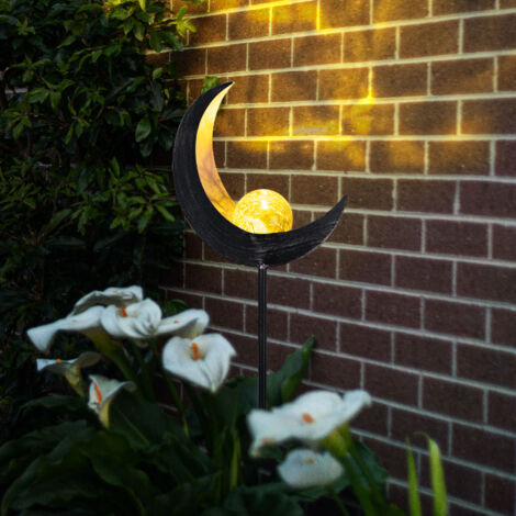 Stecklampe Erdspieß Steckleuchte Garten Hof, Glas bronzefarben, Metall,  LED, wetterfest, LxBxH 18x6x90 cm, 2er Set
