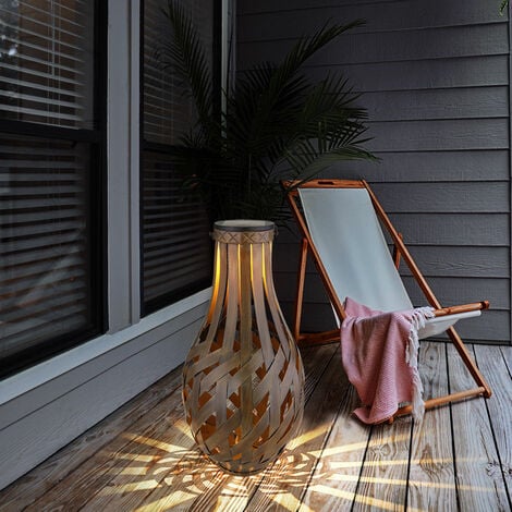 Garten Solarlaterne Bambus Solarlampen Tischlampe Windlicht zum