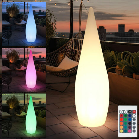 Außenleuchte Stehlampe RGB LED dimmbar Terrassenlampe Garten mit Fernbedienung, Kunststoff weiß, Dimmer Farbwechsler, H 120 cm
