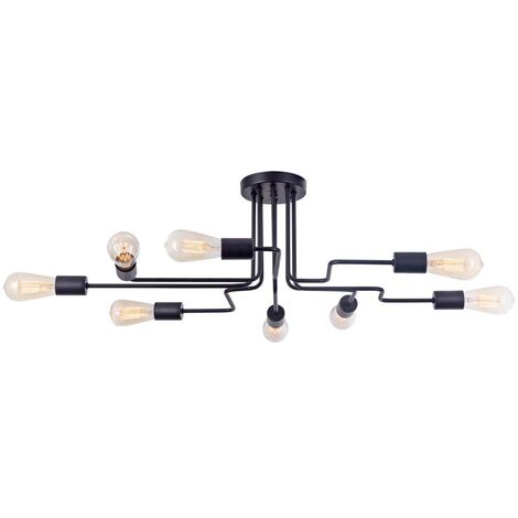 Deckenlampe Deckenleuchte Wohnzimmerlampe Esszimmerlampe 8 flammig schwarz E27