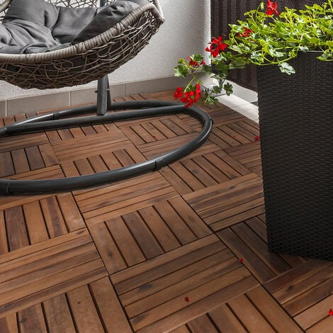 Holzfliese Akazie 30 x 30 cm Terrassenplatten Klicksystem Außen