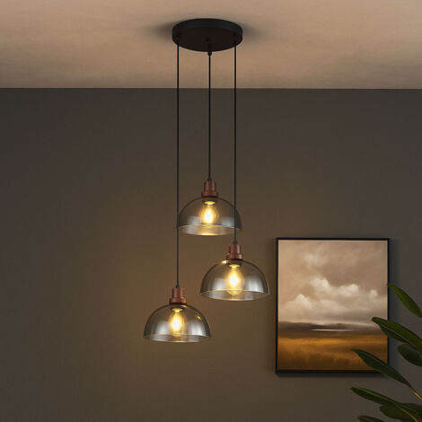 Hängeleuchte Kronleuchter Aus Altmessing & Glas – 3 Flammig, 3x E27, DxH 60x120 Cm, Für Esszimmer & Wohnbereich