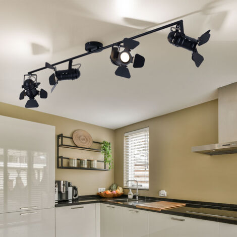 Deckenstrahler Mit RGB LED & Fernbedienung – 4 Spots Verstellbar, Schwarz, 125 Cm