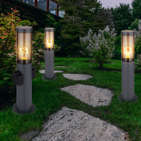 Stehleuchte mit Steckdose anthrazit Sockelleuchte Edelstahl