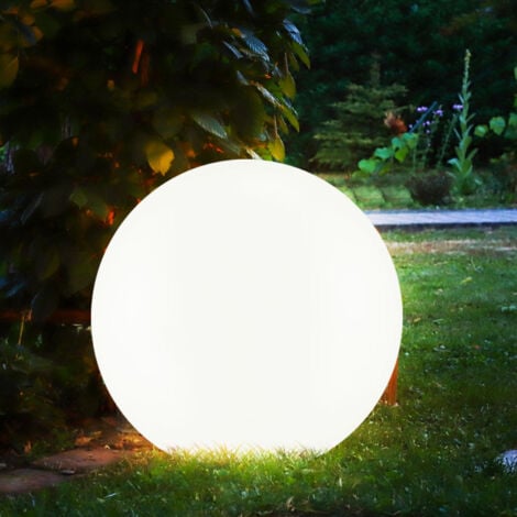 Solarlampen für Außen Kugel Gartenleuchte Erdspieß Kugelleuchte Solar 30 cm LED Solarkugel für den Garten, weiß silber, 4x LED warmweiß, DxH 30x66,5 cm