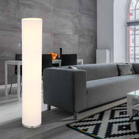 Stehlampe Esszimmer modern Säulenlampe 3 flammig Stehleuchte weiß mit Textilschirm, Metall weiß nickel, 3x E27 Fassungen, DxH 19x110 cm