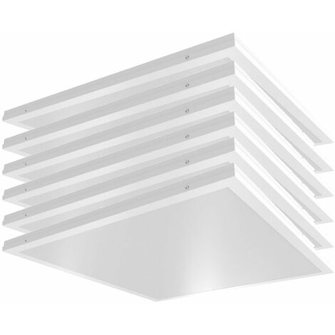 Einbaupanel flach Einbaustrahler LED quadratisch Einbau Deckenstrahler LED Deckenleuchte weiß, Aluminium, 36W 4320lm Tageslichtweiß, LxBxH 59,5x59,5x3,3 cm, 6er Set