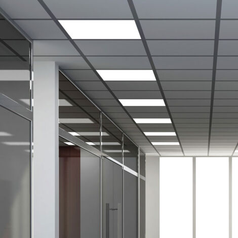 Einbaupanel flach Einbaustrahler LED quadratisch Einbau Deckenstrahler LED Deckenleuchte weiß, Aluminium, 36W 4320lm Tageslichtweiß, LxBxH 59,5x59,5x3,3 cm, 6er Set