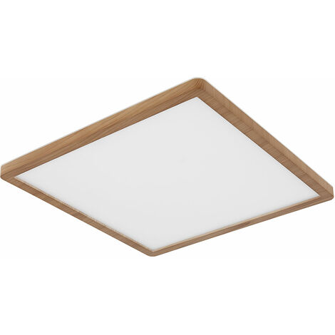Deckenpanel Deckenlampe Deckenleuchte LED Panel Badezimmerlampe Badleuchte, IP44 Backlight Memoryfunktion 3 Stufen, Holzoptik opal, 24W 2300Lm warmweiß, LxBxH 42x42x2,5cm