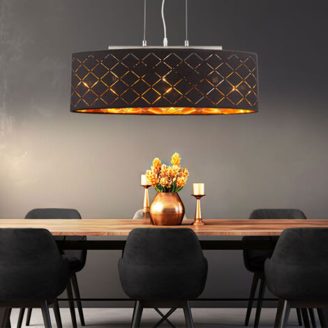 Qazqa Emilienne Novo Pendelleuchte – Schwarz/gold, 60 Cm, Dimmbar, Für Wohnzimmer & Esszimmer (E27)