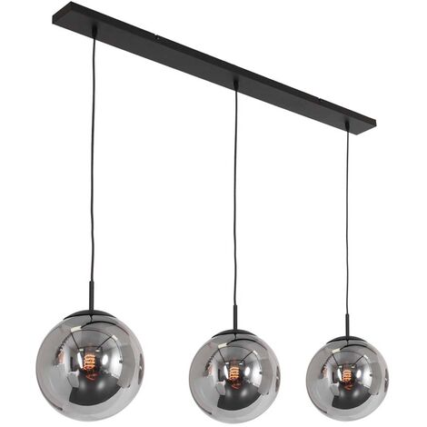 Hängelampe Pendellampe Flur Glas schwarz rauchfarben Wohnzimmerlampe H 150 cm (1/5)