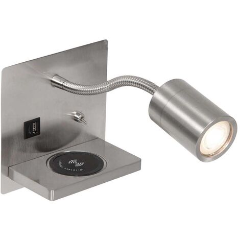 Wandleuchte LED Schlafzimmerleuchte Wandlampe Ladestation Stahl Schwenkbar (1/5)