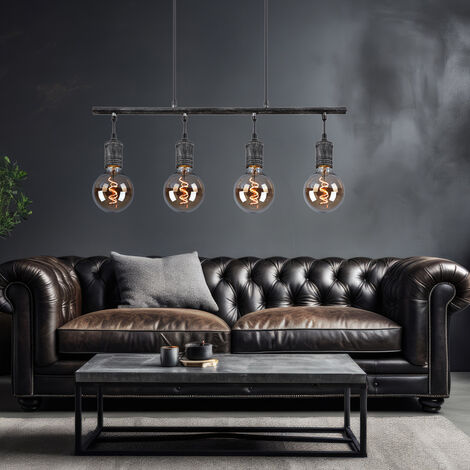 Riess Ambiente Hängelampe INDUSTRIAL – 45 Cm Schwarz, Pendelleuchte Im Industrie-Design, Höhenverstellbar