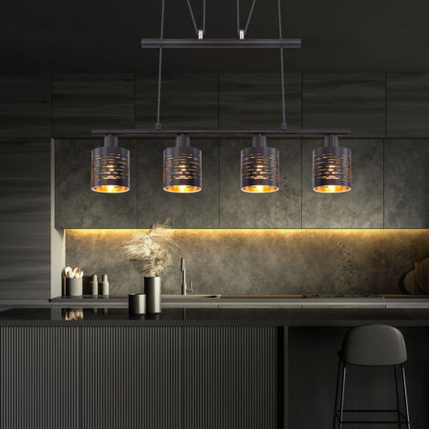 Geweih Pendelleuchte Retro – 6x E14, Höhenverstellbar, Schwarz, Für Wohnzimmer, Küche Oder Café