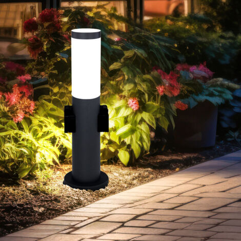 Stehlampe Außenleuchte mit Steckdose Edelstahl Sockellampe Garten