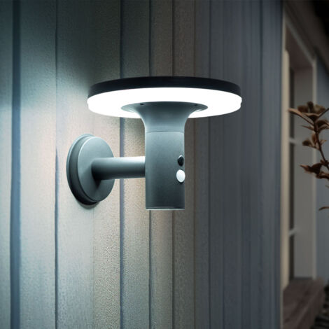 Wandlampe mit Bewegungsmelder LED Solarleuchte Haustürlampe Fassadenleuchte anthrazit Gartenlampe, 250lm, kaltweiß, BxH 24x21 cm