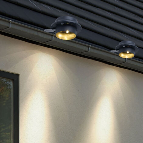 Dachrinnenleuchte Solarlampe Wandlampe Klemme Außenleuchte Zaunlampe, Metall Kunststoff, LED warmweiß, L 16 cm, 2er Set